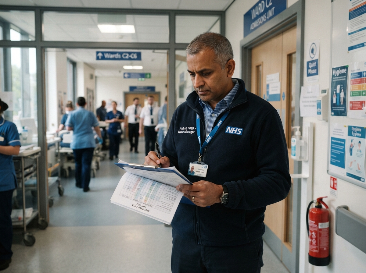 Hospital management team reviewing staffing